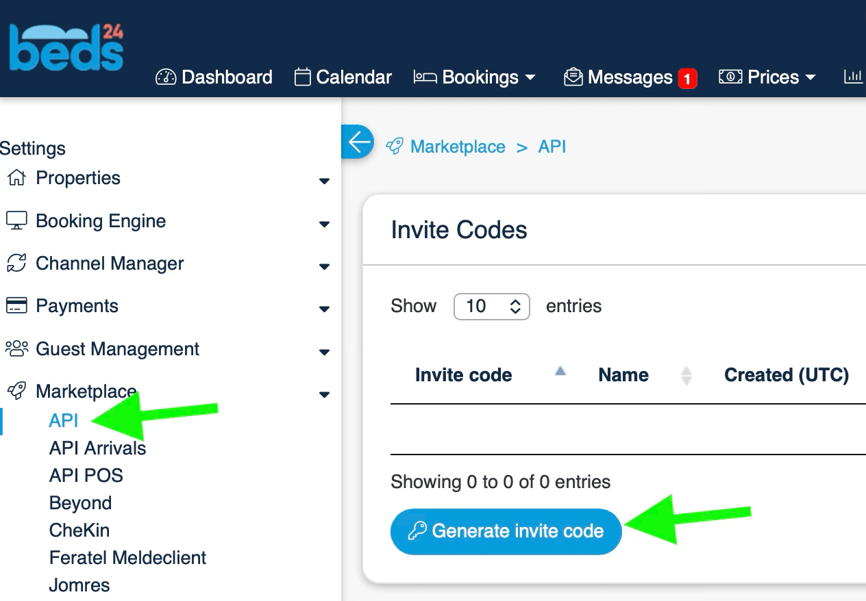 Click Generate invite code
