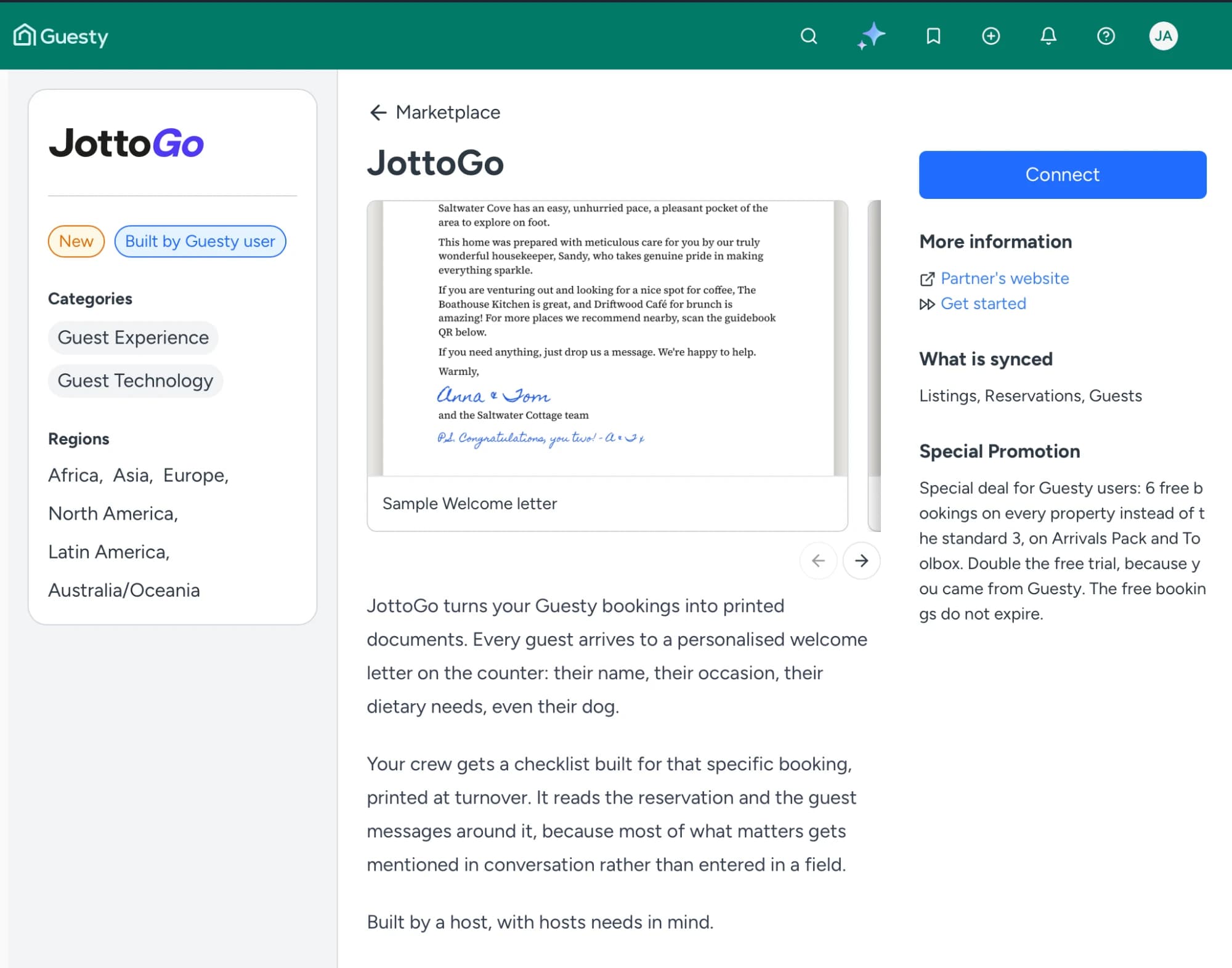 Open JottoGo in the Guesty Marketplace