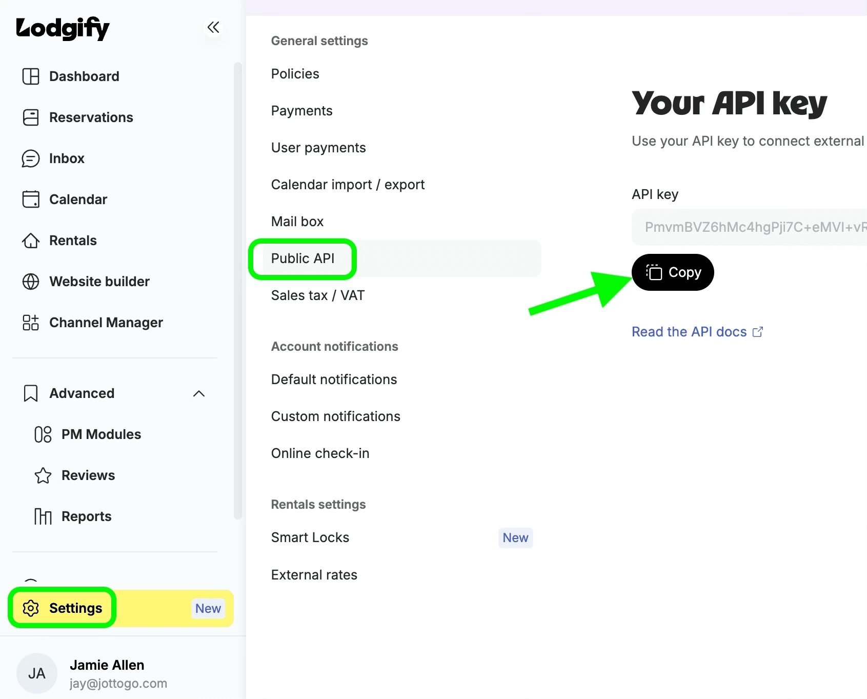 Copy your API key