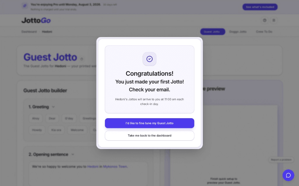 Congratulations — check your email