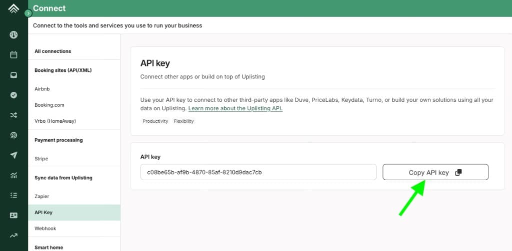 Copy your Connect API key